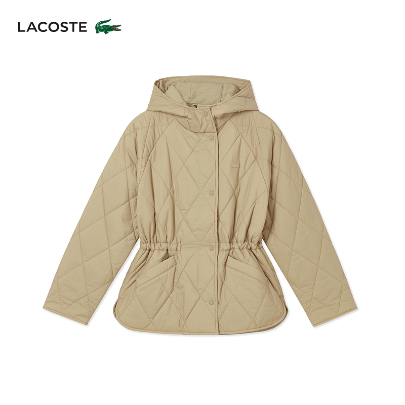 Женская стеганая хлопковая куртка LACOSTE French Crocodile 25, новая осенняя куртка с капюшоном в форме ромба/BF2493