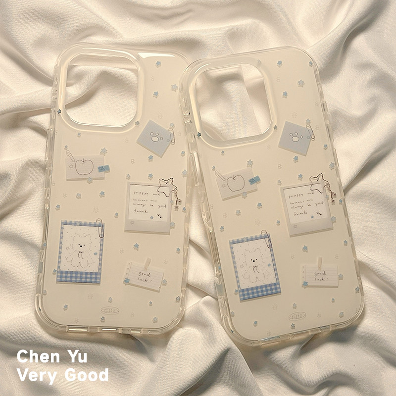 可爱便签小狗星星适用苹果16手机壳带手链iphone17promax新款18promax防摔保护套14Pro卡通13女15Pro硅胶全包
