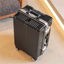 Retro luggage for men and women with large capacity, 26 inch travel aluminum frame, trolley box, universal wheel, password leather box, 24 trendy