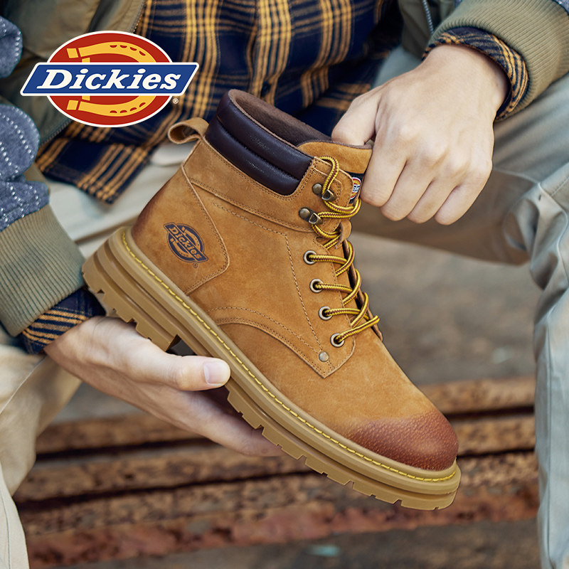 Мужская обувь Dickies; коллекция 2026 года; сезон весна-осень; новые ботинки Martin; мужские ботинки с высоким берцем из ревеня; кожаные ботинки на толстой подошве для активного отдыха