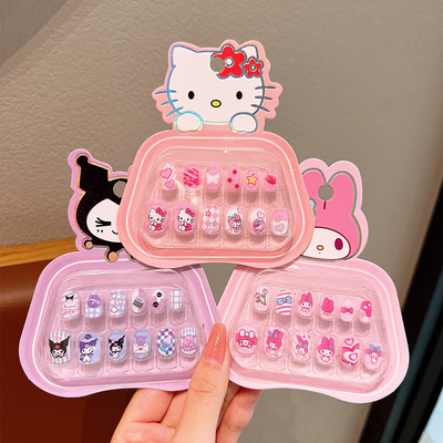 taobao agent 儿童指甲贴穿戴甲三丽鸥贴片贴画小女孩美甲贴库洛米卡通贴纸甲片