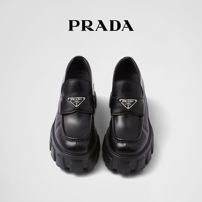 Prada/женские мокасины Prada Monolith из глянцевой воловьей кожи Prada/женские мокасины из воловьей кожи Monolith