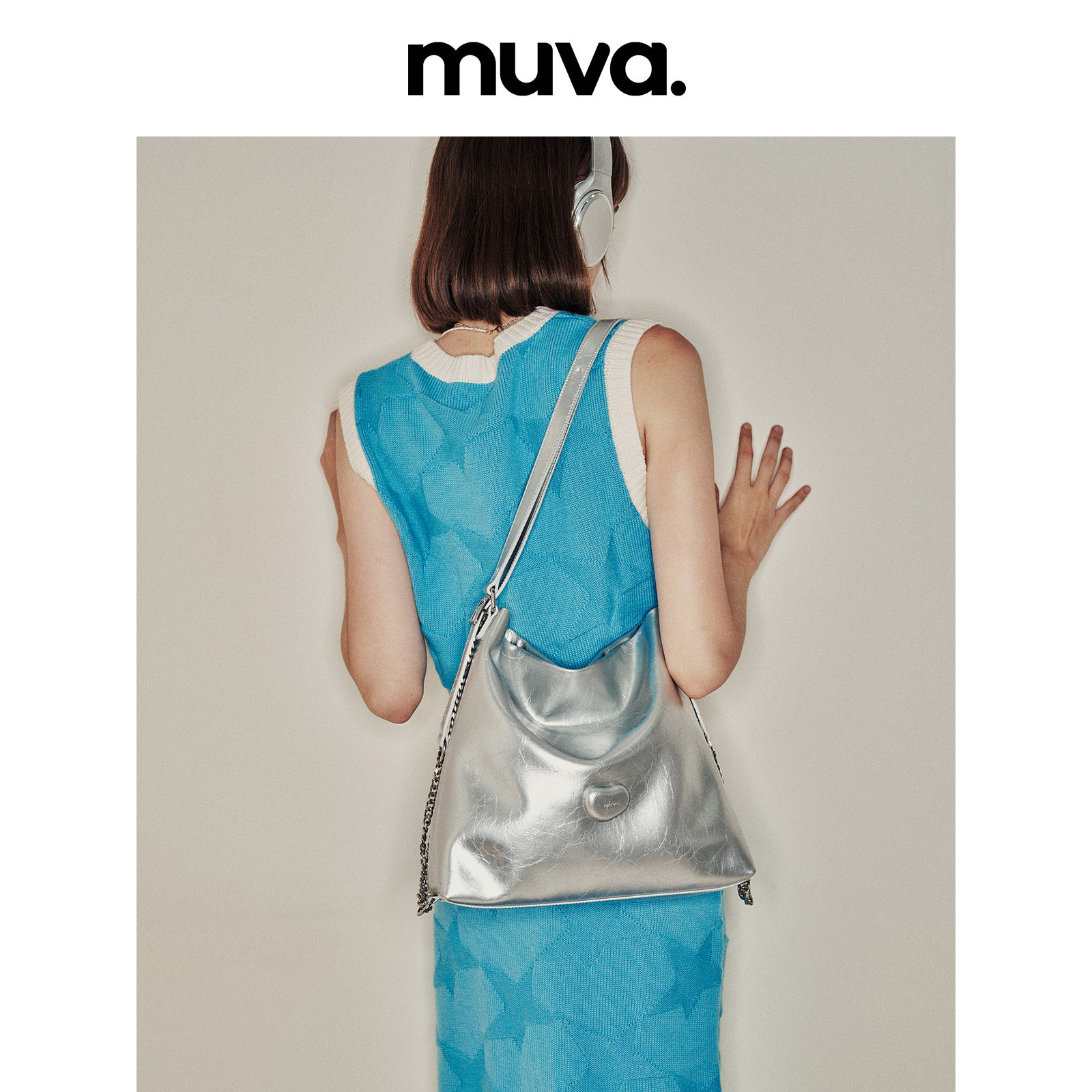 Сумка-тоут MUVA lazy, женский осенне-зимний серебристый рюкзак высокого класса, большая вместительная сумка для поездок на работу, новинка 2023 года