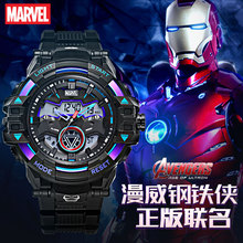 Disney Electronic Watch Ten Year Old Store with Over 20 Colors of Electronic Watches Marvel Iron Man Co branded Male Student Mechanical Trend Teenagers, Middle School, High School Students, Children