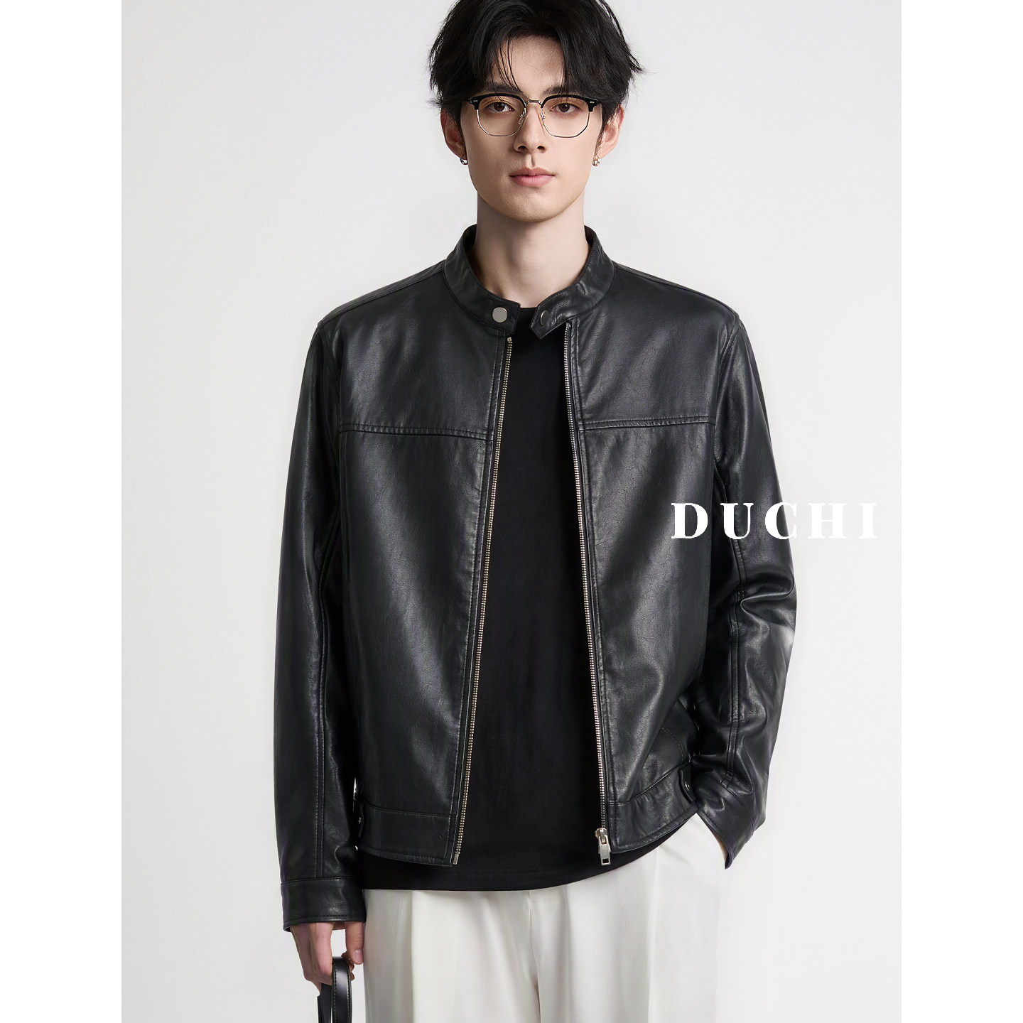 Duchi [minimalist leather sense] ретро мотоциклетная куртка со стоячим воротником из искусственной кожи, мужская осенняя простая куртка для пригородных поездок, одежда