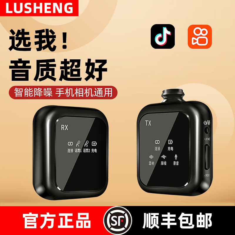 Lusheng ワイヤレスマイク ラベリア録音ラジオマイク ライブブロードキャスト 屋外携帯電話ビデオノイズリダクション スクリーン付き V11