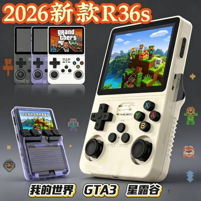 Новая портативная игра R36S Minecraft 3D HD PSP simulator - классическая ностальгическая игровая консоль с двумя джойстиками