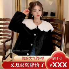 Imported velvet mother mink fur fur fur coat for women's whole mink flower petal collar mink fur coat for women's short style new 2023