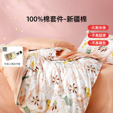 Luolai Home Textile Bed Sheet Set of Four Cotton Spring/Summer Bedding Supplies Quilt Cover Nantong Bed Cover Small Fragmented Flower Pure Cotton Set