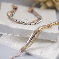 European and American niche design FOSSIL personalized classic textured metal chain multi-layer gold-plated bracelet for women