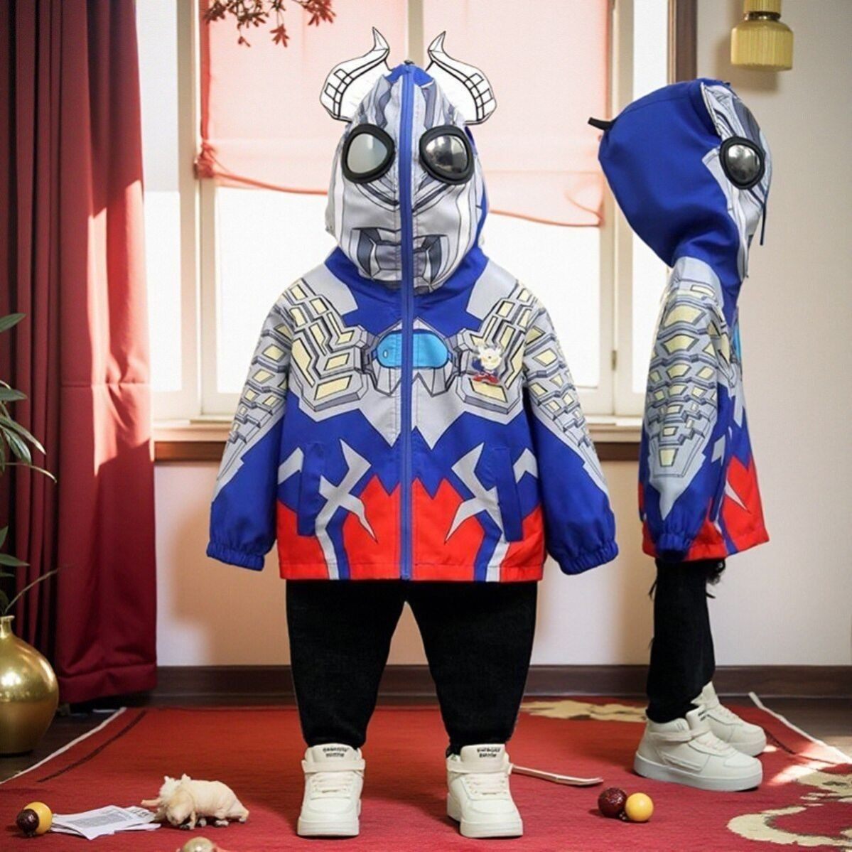 Новинка осени 2025 года, куртка Cerro Ultraman для мальчиков, светящаяся куртка из рога, детский повседневный спортивный топ