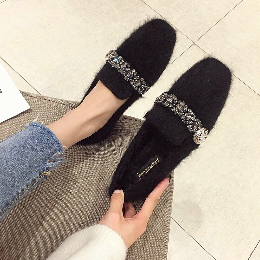 Гонконгские плюшевые туфли в горошек, женская весенняя и осенняя верхняя одежда, корейская версия плюшевых туфель, новинка 2025 года, плюс бархатные туфли на плоской подошве из хлопка