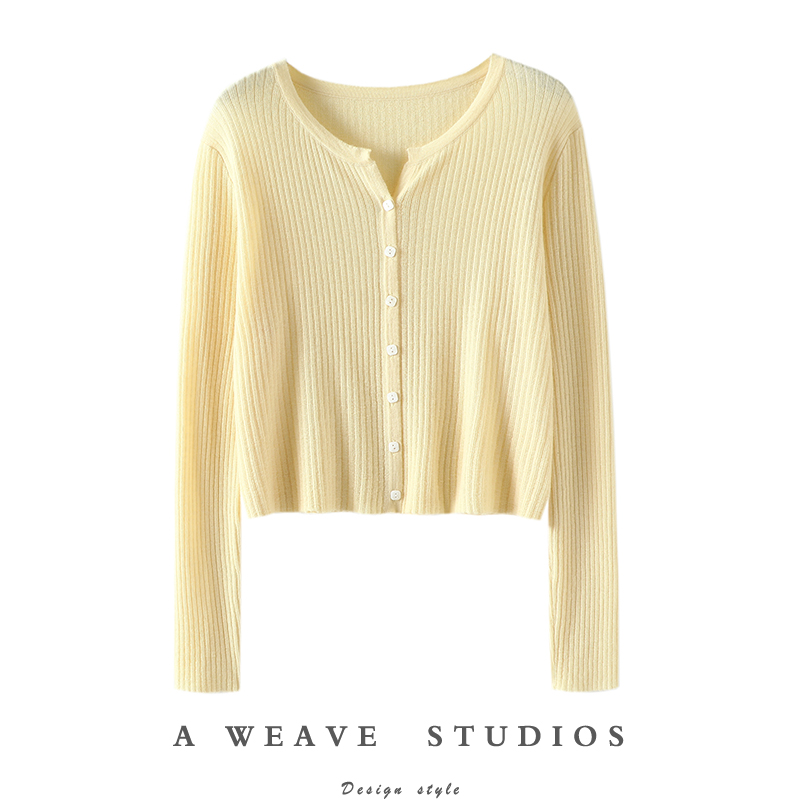 Версия Бога темперамента!Весенне-летний камвольный кашемировый свитер с круглым вырезом, женский свитер из чистого кашемира, вязаный кардиган, солнцезащитная куртка