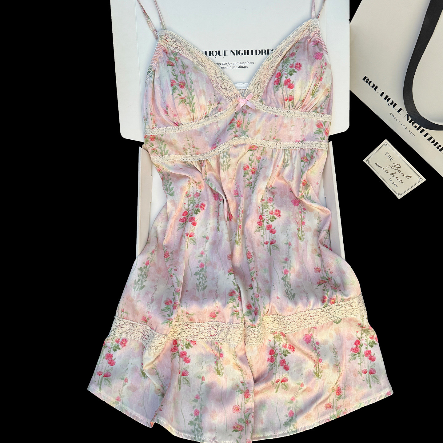 Короткая ночная рубашка с цветочным принтом во французском стиле, накладка на грудь, глубокий V-образный вырез, женская Xia Bingsi, сексуальное чистое желание, короткий рукав, большой размер, тонкая пижама