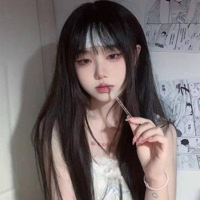 taobao agent 假发女长发黑长直全头套式自然女生空气刘海仿真日常jk黑色假发套