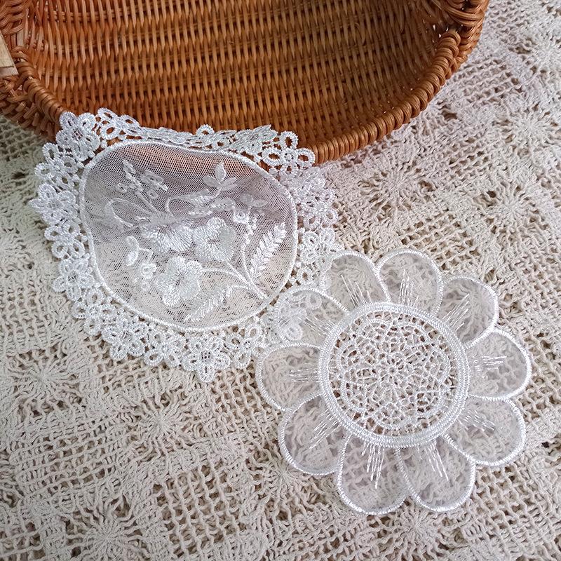 Вышитые пряжей Eugen круглые салфетки с вышитыми тканевыми наклейками DIY lace...