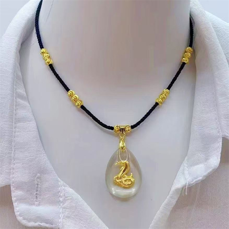 Вьетнамский песочно-золотой кулон в виде зодиака для мужчин и женщин, позолоченный на день рождения, для взрослых и детей, ожерелье из черной веревки, аксессуары