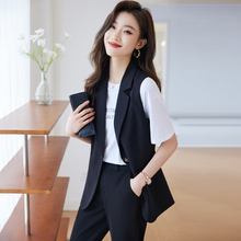 Black suit vest set for women's summer thin 2024 new small women's high-end vest vest jacket for external wear