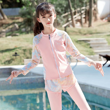 Four year old children's swimsuits, five colors of swimsuits, split body long sleeved sun protection and quick drying swimsuits for children, middle-aged and elderly, girls, outdoor snorkeling, hot spring swimming, sports