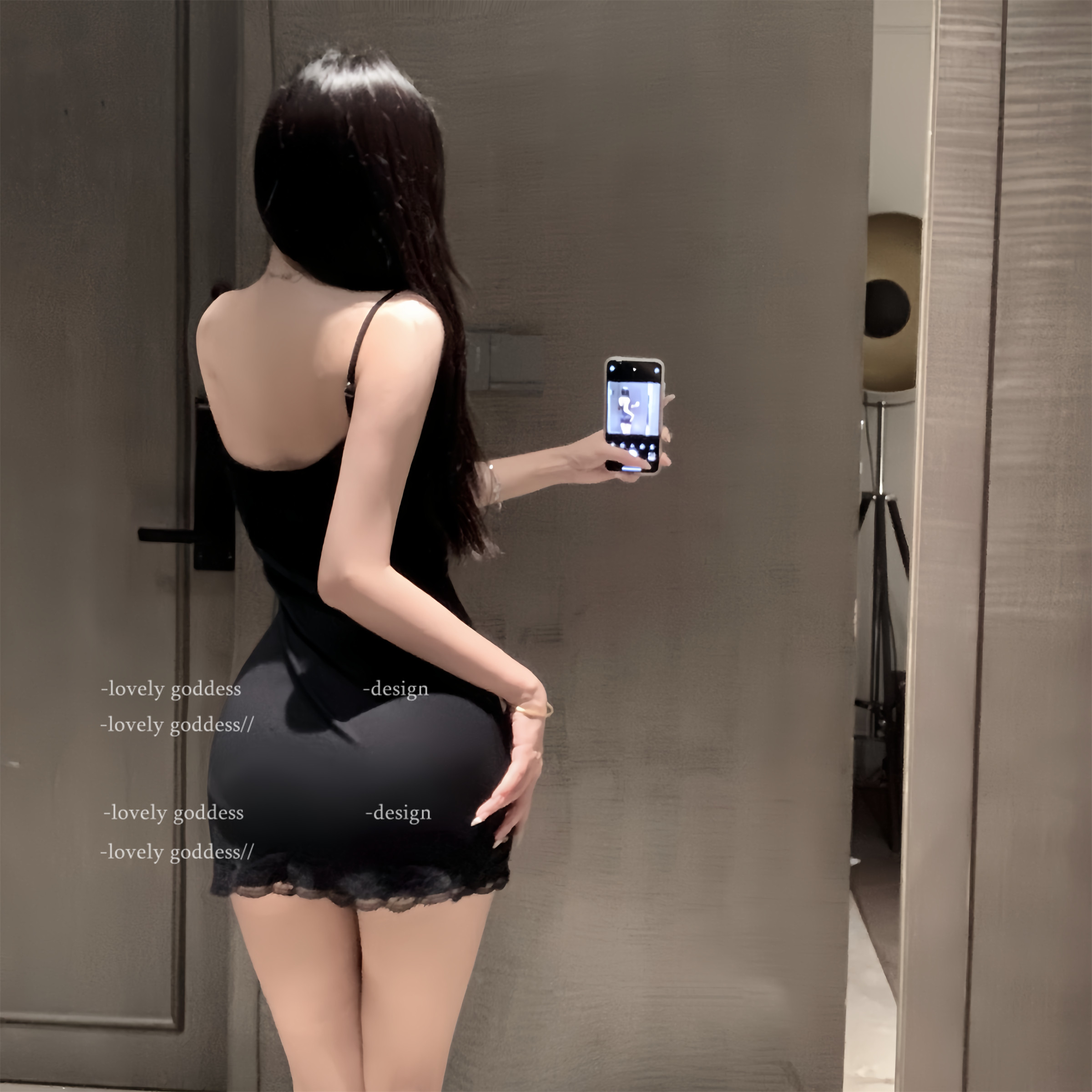 "LG" love innocent*pure desire сексуальное кружевное платье на подтяжках для горячей девушки, черно-белую ночную рубашку можно носить на улице
