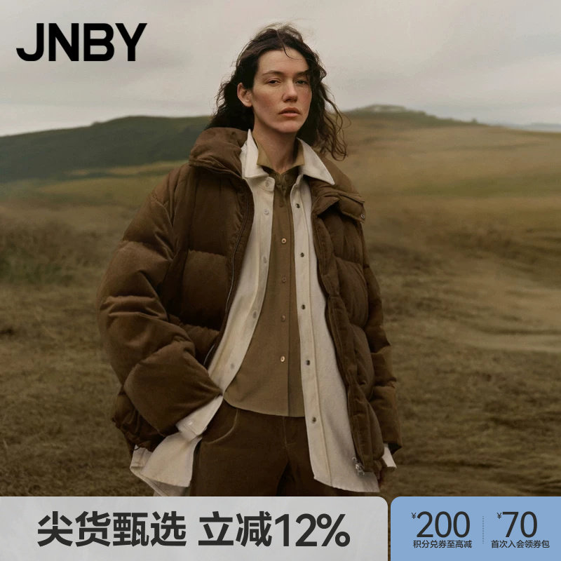 JNBY/зимняя куртка-пуховик Jiangnan commoner, женская свободная однотонная повседневная куртка средней длины с воротником-стойкой, 5OAC10270