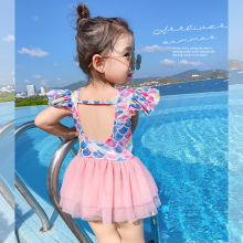 Girl's swimsuit, women's trendy 2024 summer new one-piece swimsuit, 3-year-old baby, Korean version swimsuit for middle and young children