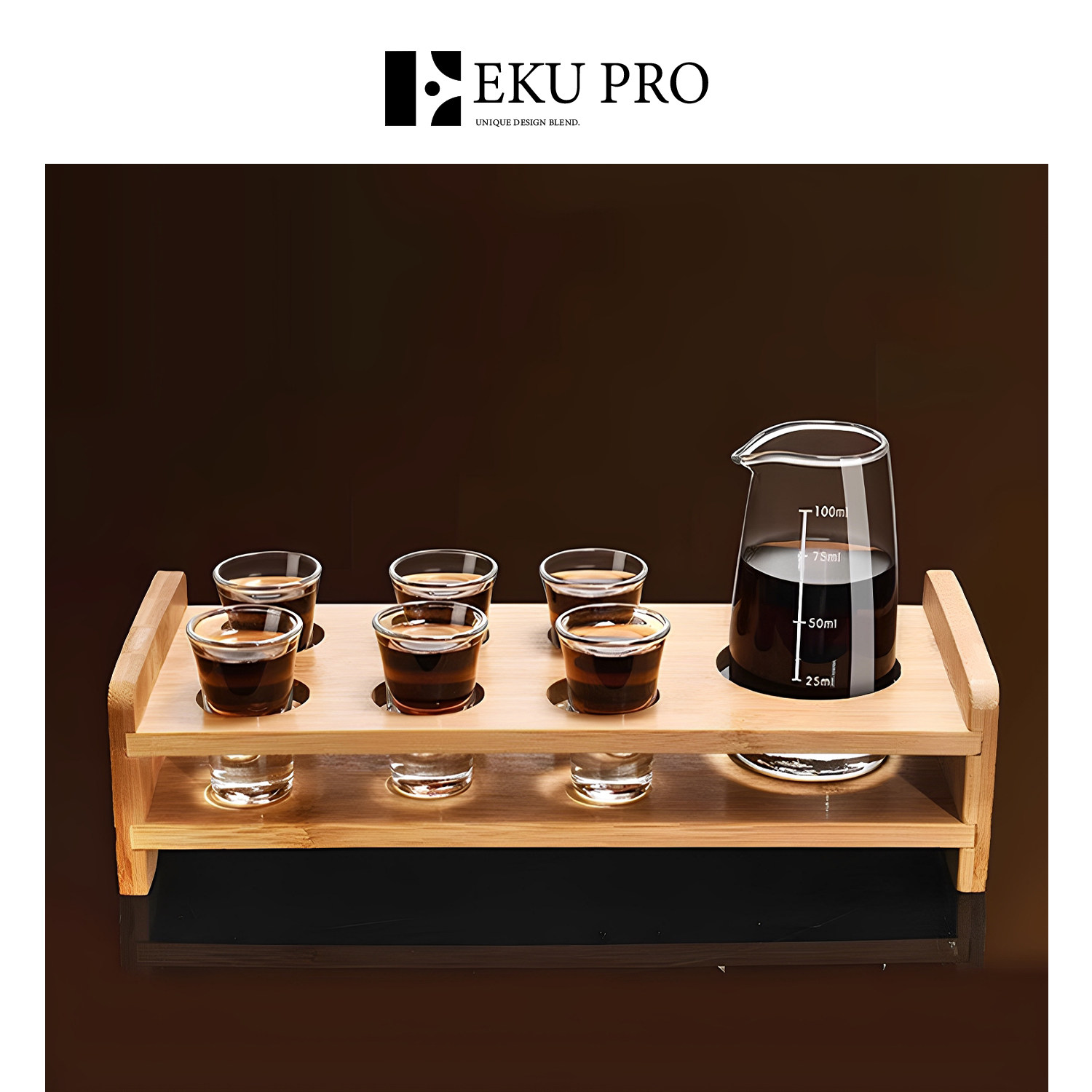 EKU PRO*Bullet*Набор бокалов для белого вина Bullet Cup в бамбуковой и деревянной раме, Диспенсер для вина Light Luxury | Lcarus