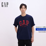 [Одобрение Cheng Yi] Мужская и женская одежда Gap классическая летняя футболка с буквенным логотипом и строчкой с коротким рукавом American 637536