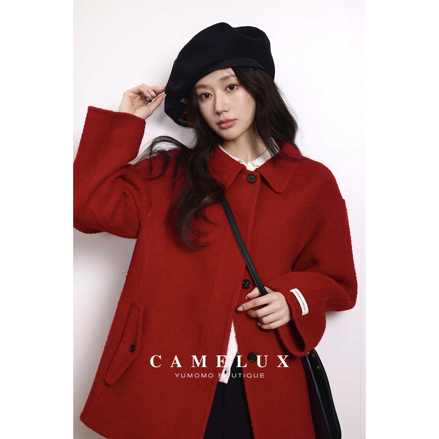 【Линия Camelux】 Новогоднее пальто-халат из шерсти альпаки, изготовленное на заказ из зернистой шерсти альпаки, двусторонняя шерсть ручной работы.