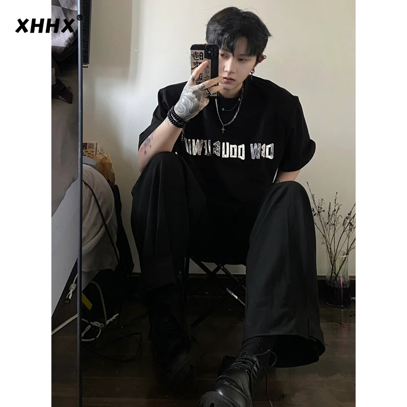 Бренд XHHX * летняя дышащая хлопковая футболка с принтом в молодежном повседневном стиле