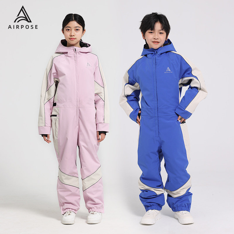 детский цельный лыжный костюм airpose для мальчиков и девочек, утепленный на зиму для сохранения тепла, новый профессиональный водонепроницаемый и ветрозащитный
