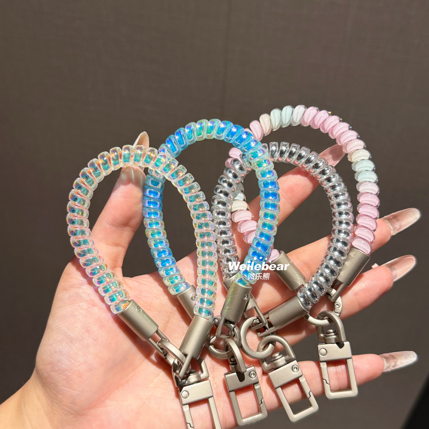 Popular Aurora-themed Colorful Phone Cable Wrist Strap, High Elasticity, Anti-Loss, Earphone Keychain, Multi-functional Lanyard