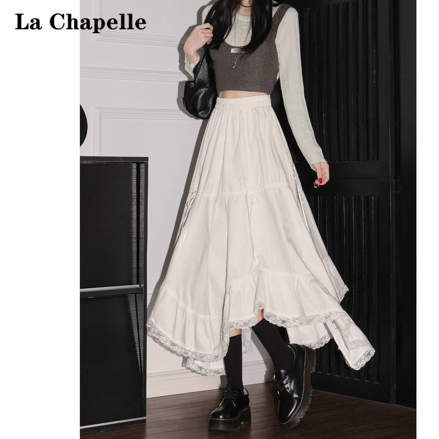 La Chapelle, белая высококачественная юбка с бантом, женская новинка 2026 года, летняя кружевная красивая длинная юбка