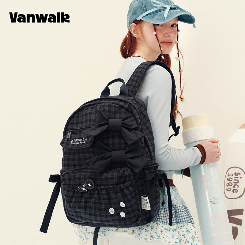 VANWALK hand account house новый рюкзак большой емкости для студентов, женский школьный рюкзак в стиле балета с бантом, школьная сумка ins