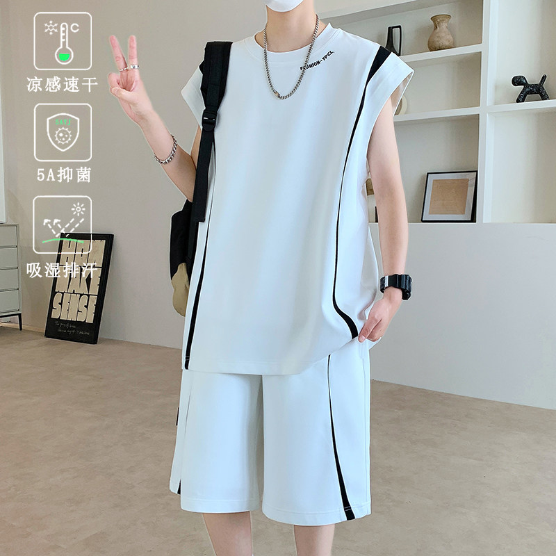 Американский костюм бренда Island cotton tide, новый летний модный мужской костюм с короткими рукавами для мужчин и женщин в одном и том же свободном и универсальном костюме-двойке