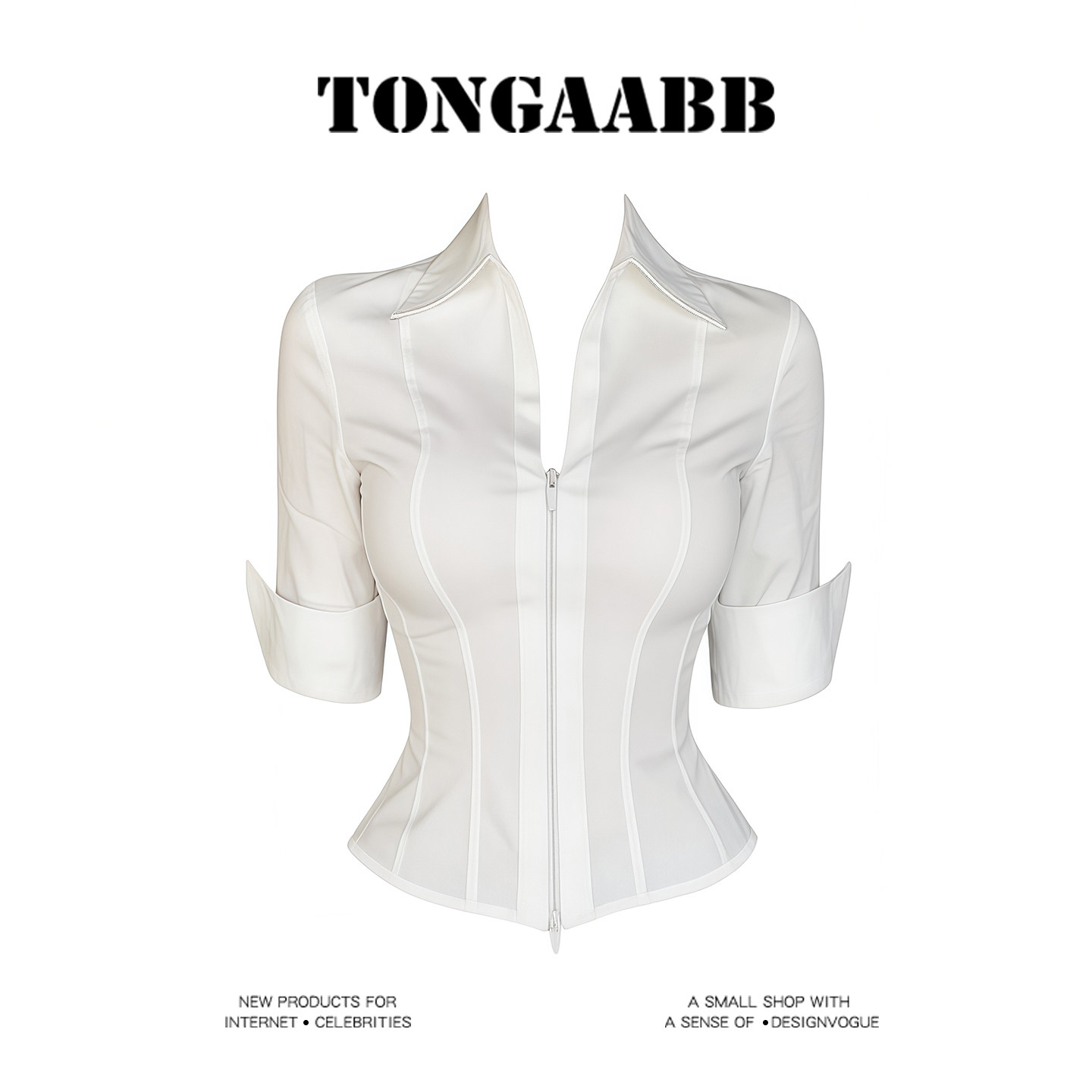 Adjustable waist-cinching shirt with collar and tie for women, new summer style, sexy and slim fit, fashionable shirt.