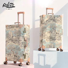 ROLENZ Handmade Vintage Luggage Small Fresh Travel Box Universal Wheel Trolley Box Female 24 inch 26 Leather Box Couple