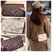 LV Louis Vuitton FELICIE Три в одном конверте WOC Цепная сумка Старый цветок Женская сумка M61276