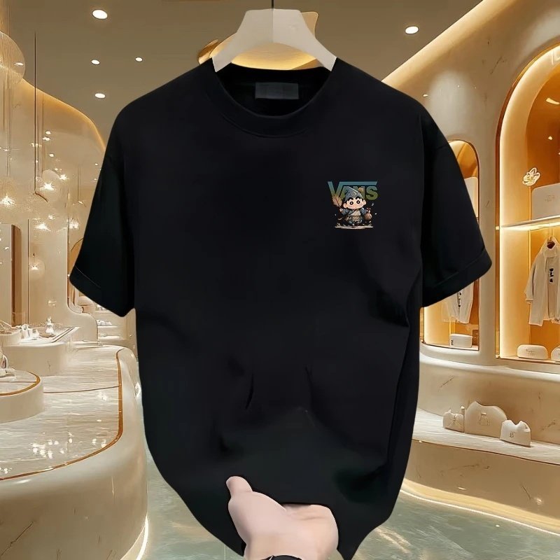 Бренд Hong Kong tide, новая летняя футболка из плотного хлопка с короткими рукавами, мужская футболка с персонализированным принтом и круглым вырезом, свободная мужская и женская футболка с короткими рукавами