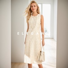 Elegance minimalist old money style dress with a unique temperament and pleated texture that covers the flesh and appears slim without sleeves