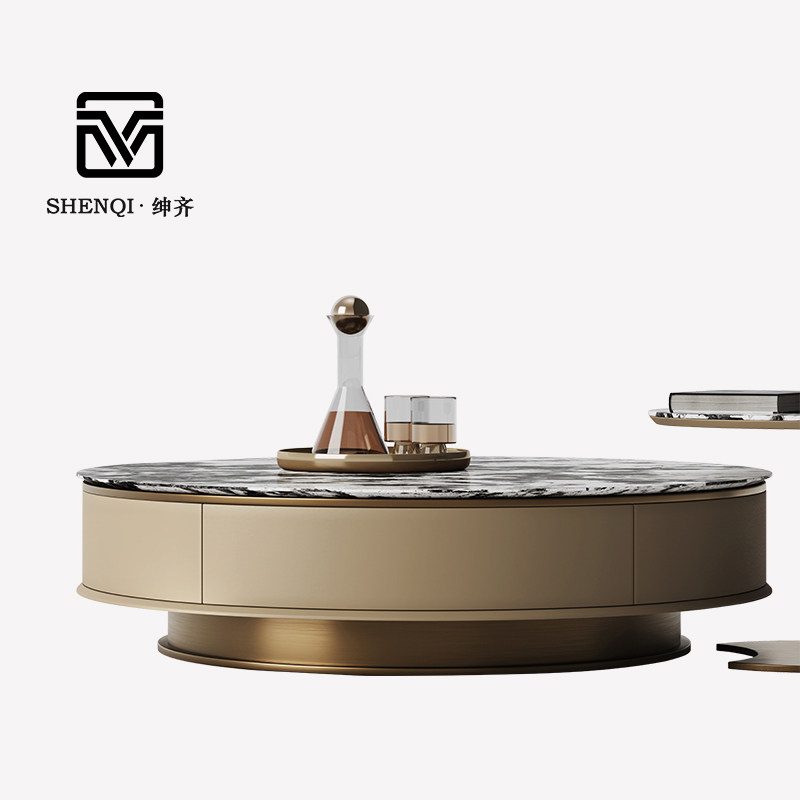 Роскошный мраморный журнальный столик Shenqi light из мрамора, вилла, целый дом с гостиной, новая серия больших и маленьких круглых журнальных столиков