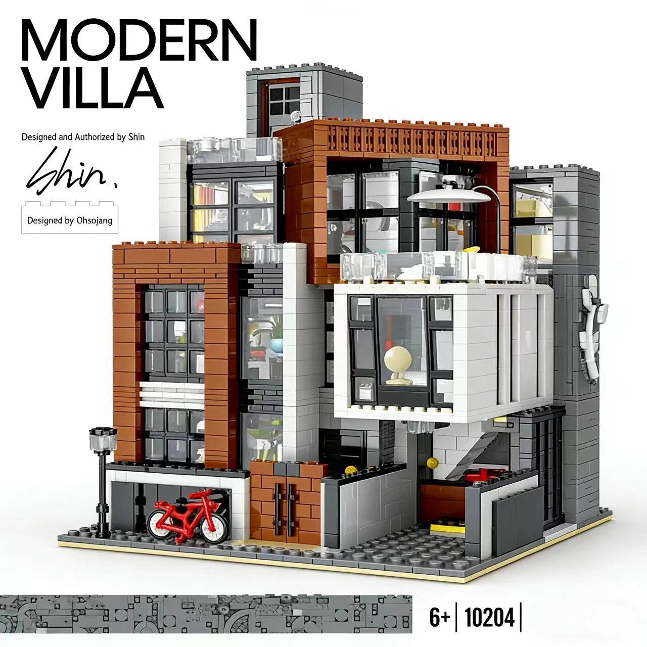 Modern City Villas Luxury Houses Street View MOC Assembly Building Blocks Children's Toys Birthday Gifts Suitable