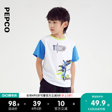 Little Pig Banner Children's Wear 2024 Summer New Children's Round Neck Top for Big Boys Short sleeved T-shirt for Boys Trendy