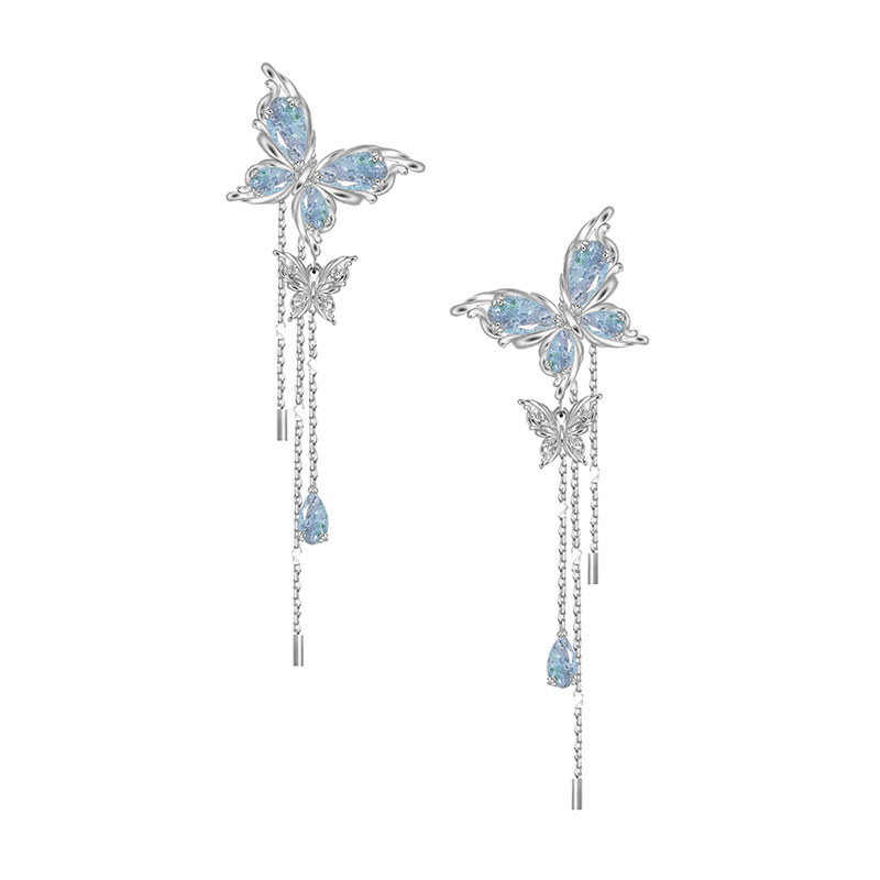 MASW Ma Xiu оригинальный дизайн серии butterfly dance легкие роскошные серьги-бабочки cold ice blue нишевые серьги высокого класса