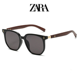 ZARA2026 новые солнцезащитные очки в стиле ретро с зернистой древесиной в большой оправе, солнцезащитные очки унисекс с защитой от ультрафиолета для лица.