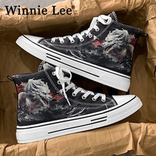 Winnie Lee Men's Shoes Spring 2024 New Sports China-Chic Ink Canvas Shoes Men's Versatile Soft Sole High Top