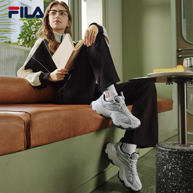 Официальная женская обувь FILA Fishbone, обувь для папы 4-го поколения, спортивная обувь, новинка 2026 года, увеличивающая рост, повседневная обувь в стиле ретро