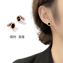 Earrings 2023 New Trendy Style Female Personality Black Round