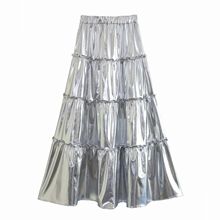 Checked skirt for women's retro new large size cake skirt