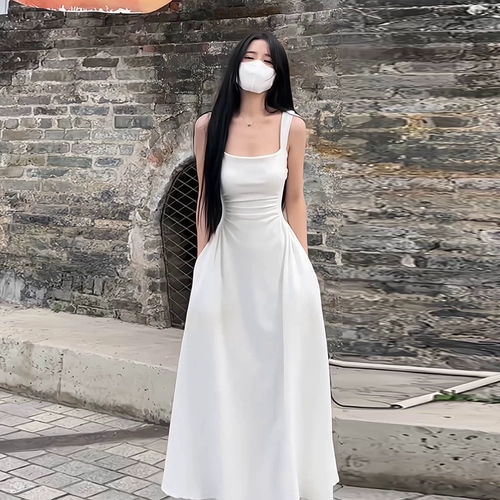 Майка, летнее платье, приталенный корсет, длинная юбка, французский стиль, подходит для подростков